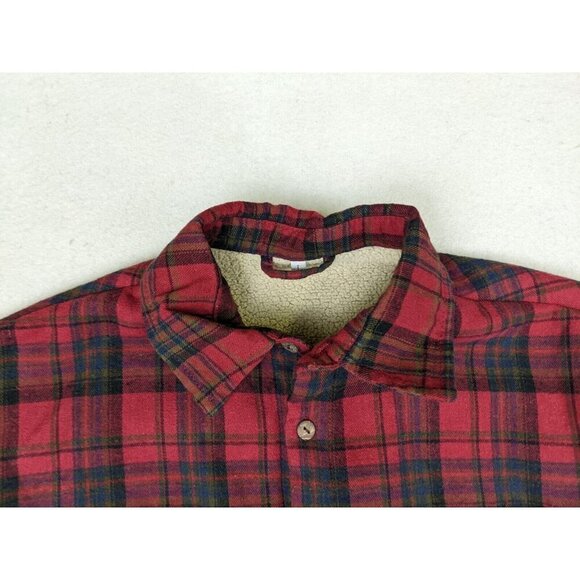 MEN'S RED PLAID FLANNEL FLEECE-LINED SHACKET - SIMPSONS X STEREO - SIZE L - Picture 8 of 10